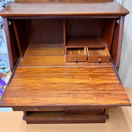 1132 アンティーク ライティングデスク 帳場机 テーブル 収納棚 レトロ