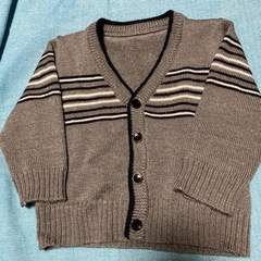 COMME CA DU MODE グレー ストライプ カーディガン 80cmの画像