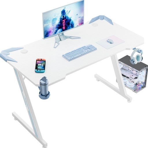 新品 Victone ゲーミングデスク　幅112cm*奥行60cm*高さ74.4cm パソコンデスク Z字脚 PCデスク 炭素繊維