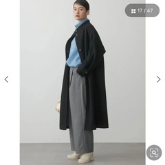スタンドカラーロングコート　M  倉吉可の画像