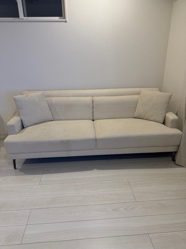 モダンデコ3人掛けソファ ライトベージュ