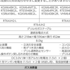 中古　Rinnai 2019年　LPガス　リンナイ ガスコンロ KGDM64BK2R　2口コンロ 汚れあり の画像