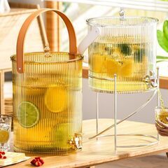 【新品】ドリンクサーバー ピッチャー 蛇口付き ディスペンサー 大容量 耐熱65℃ ハンドル付き 貯蔵タンク 目詰まり防止（サイズ：3.5L）の画像