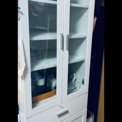 食器棚 キッチンボード 幅60 おしゃれ カップボード キャビネット キッチン収納 ラック 棚 大容量 スリム 木製 引き戸 扉付き 引き出し  高さ180cm 幅60 cm 奥行は 45cm の画像