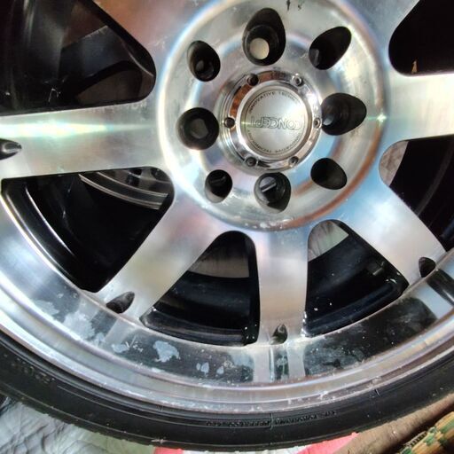 【交渉中】深リムアルミホイール 7JJ×17インチ PCD100 4穴　タイヤはおまけ