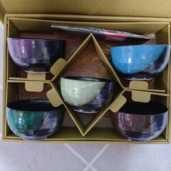訳あり／新品箱入り【美濃焼／丼鉢(小)×５】お箸付き×５の画像