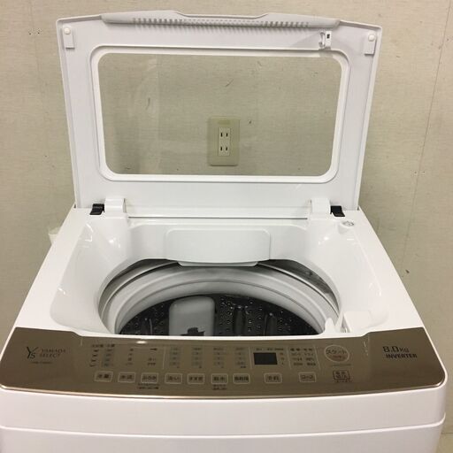  25102  [美品]大容量洗濯機　風乾燥　インバーター　ガラストップ YAMADA 2023年製 8.0kg ◆大阪市内・東大阪市