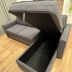 収納付きカウチソファ（グレー）／ベッドにもなるタイプ✨の画像