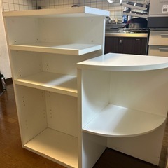 白い収納棚＆キャスター付き引き出しセットの画像