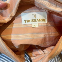 TRUSSARDI✨ストライプ半袖シャツ✨ブラウス✨メンズ男性✨の画像