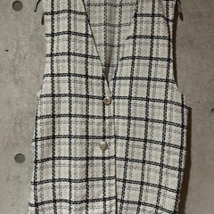 チェック柄ジレ ラメ入り Msizeの画像