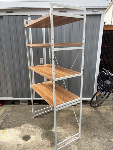 配達可　ベルメゾン　キッチンラック レンジ台 スライド棚 ゴミ箱上 大容量 木目棚 スチールラック シンプル レンジラック 幅91.5cm