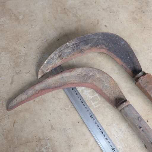 大鎌 2本セット 広貞 古道具 草刈り 下草刈り 長柄鎌 死神の鎌 カマ