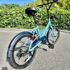 お買得！リコブランド水色 20インチ折りたたみ自転車の画像