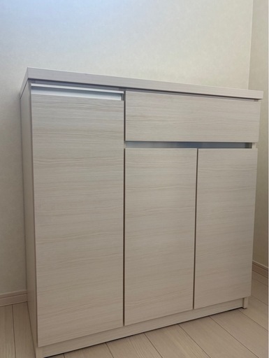 [美品]　値下げ 大川家具　ソフトクローズ食器棚 90cm