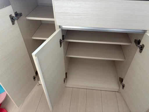 [美品]　値下げ 大川家具　ソフトクローズ食器棚 90cm