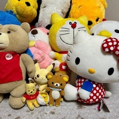 ぬいぐるみ 13体まとめ ディズニー くまのプーさん スヌーピー ハローキティ ドラえもん ピカチュウ スティッチ 等 の画像