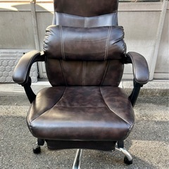 【美品】コーナン OAチェアEX リクライニング／レザー調／ブラウン／オフィスチェアの画像