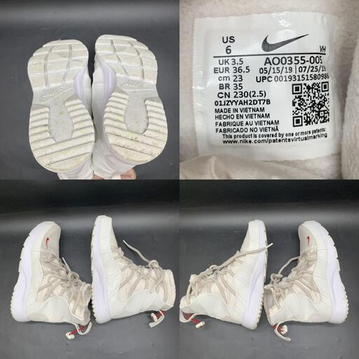 NIKE　ナイキ　タンジュン ハイライズ　ウィメンズ23cm　白ホワイト×レッドナイキマーク　防水　ショートブーツ　ハイカットスニーカー