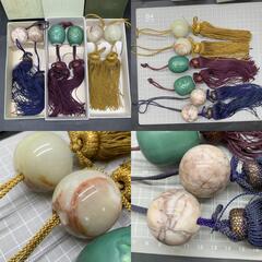 F392 風鎮3種おまとめ 掛軸道具 書道 飾り 装飾 三重特産 万古焼　オニックス瑪瑙　焼き物陶器　インテリア アンティーク　ヴィンテージ　風鎮飾り　掛け軸　おもし　かざり　骨董品の画像