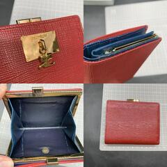 Courrges（クレージュ）がま口 二つ折り財布 美品 赤レッド　レディースウォレット　内部一部剥がれあり　ゴールド金具の画像