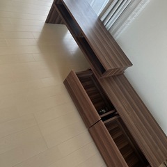 幅調整可 テレビボード ダークブラウンの画像