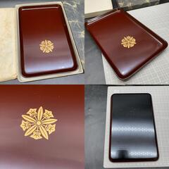 X287 高級漆器 輪島塗 お盆　盆　茶道具 能登輪島　鈴木幸吉作 漆器 本漆塗り 漆芸 伝統工芸　ヴィンテージの画像