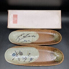 F343　未使用 創作陶器 たち吉　橘吉　京好み ペア突出し皿 ...