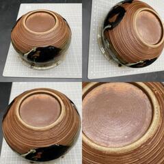 B338　未使用保管品　織部焼 陶器製 染付 建水 茶道具 茶器 煎茶道具　ヴィンテージ　古美術　和食器 大伝統工芸品の画像
