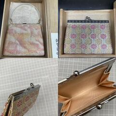 Y265　未使用保管品　本場筑前 博多織 佐賀錦2点セット　和装用バッグ　がま口財布　和装小物　コインケース　ハンドバッグの画像