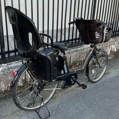 ＜整備済・美品車＞ヤマハPAS KISS・3人子供乗せ・電動アシスト自転車・前22×後26インチ・内装3段変速 カーキの画像