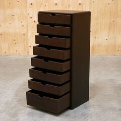 ≪zyt2492ジ≫ 美品 起立木工 小型チェスト 8段 ピエニ チェスト40 DB 幅40cm 高さ90cm ナラ材 サイドチェスト/電話台/オーク/北欧風/中古家具/宮城県仙台市 71003-17の画像