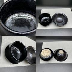 L340　2点おまとめ　中国博山窯造　油滴天目茶碗　茶道具　茶碗　黒　ブラックの画像