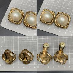 M392　HANAEMORI ハナエモリ イヤリング　ゴールドカラー　大ぶりフェイクパール　コスチュームジュエリー　レディースアクセサリー　未使用保管品の画像