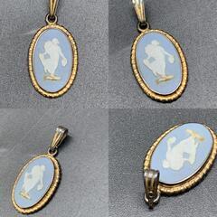 L359　ウェッジウッド オーバルフレームトップ ネックレストップ 天使 ジャスパーブルー ペンダント レディース アクセサリー  Wedgwood　汚れありの画像
