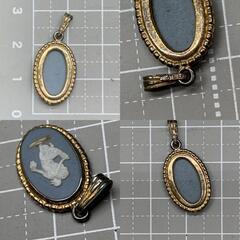 L359　ウェッジウッド オーバルフレームトップ ネックレストップ 天使 ジャスパーブルー ペンダント レディース アクセサリー  Wedgwood　汚れありの画像
