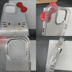 スマートフォンケース キラキラ ラインストーン ハローキティ スマホケース リボン HELLO KITTY ラメグリッター　ABSの画像