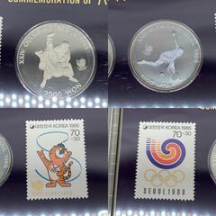 Y239 ロッテグループ40周年記念 記念コイン ソウルオリンピック記念コイン＆切手 1988年 オリンピック 硬貨 韓国 ロッテ 記念切手の画像