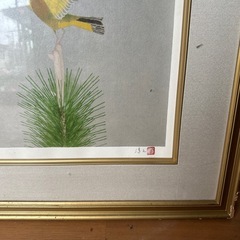 日本画家である上村淳之の作品「春禽（しゅんきん）」のリトグラフの画像