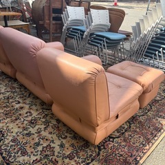 レザーソファセット　ピンクベージュ　さくら色の画像
