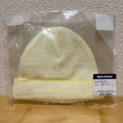 【新品】ミキハウス 無撚糸フード　帽子　イエロー　ベビーの画像
