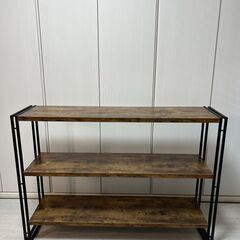【中古・組立済品】北欧風おしゃれオープンシェルフ 幅120cm×3段（木製×スチール製/ZHZJ）の画像