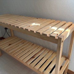 木製2段ラック ナチュラル 棚 収納家具（奥行26×横79.5×高さ50cm）の画像