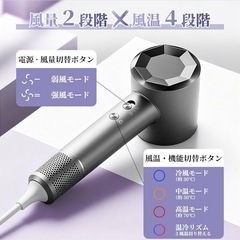 【新品未使用】ドライヤー 速乾 大風量 マイナスイオン 軽量 静音の画像