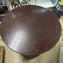 6668②木製 古樽 バレルテーブル 直径約80㎝ 高さ約103㎝ キャスター付きの画像