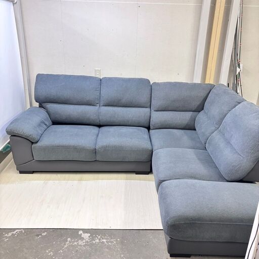  25087  ゆったりコーナーソファ　Ｌ字ソファ NITORI   ◆大阪市内・東大阪市他 6,000円以上ご購入で無料配達いたしま