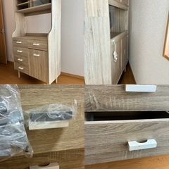 LOWYAロウワキッチン食器棚 収納キャビネット レンジ台◆訳ありでお得◆の画像