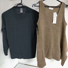 【新品】 レディース 5点セット シャツワンピース　ニットベスト ブラックインナー カジュアル まとめ売り おしゃれ　251008-5Tの画像