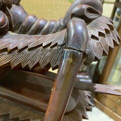 縁起物｜木彫り｜龍｜布袋様｜木製オブジェ｜横長約158cmの画像