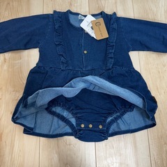 【未使用】80 ベビー服 デニム風ワンピースの画像